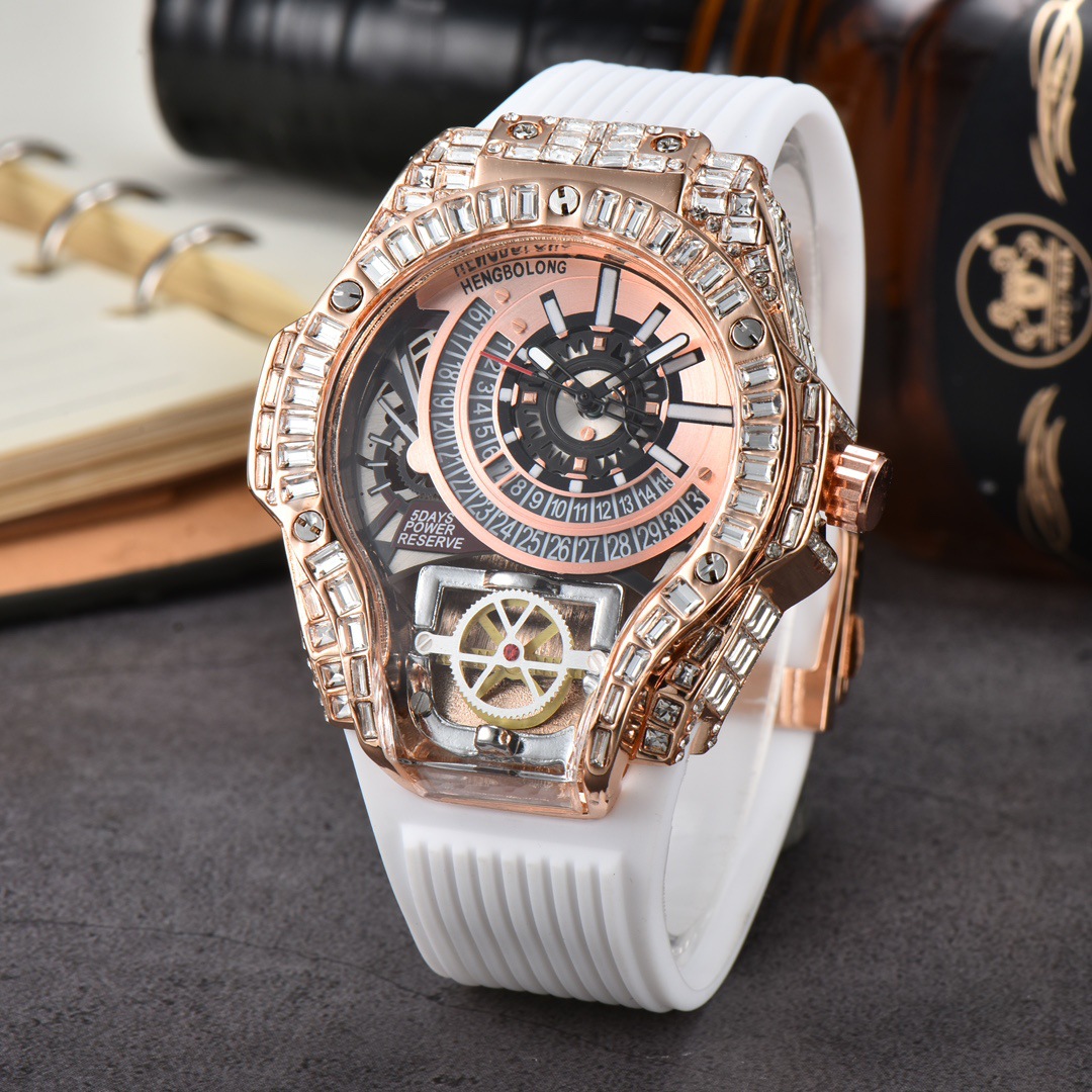 Luxury Watch Rubber Strap - Full diamond Case Business Luxury Top