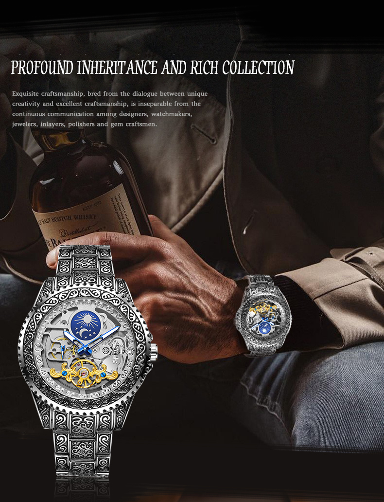 Forsining Luxury Transparent S - Moonphase Complication Watch ulasan dan harga