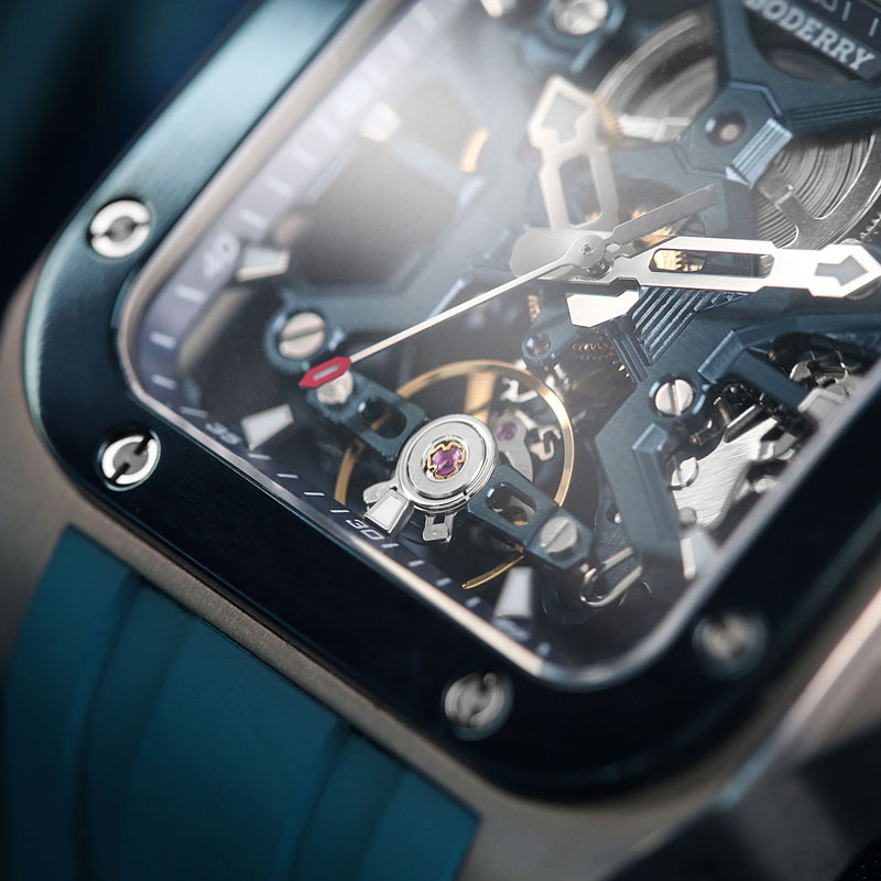 BODERRY Skeleton Watches Men's - Luxury Watch Rubber Strap ulasan dan harga