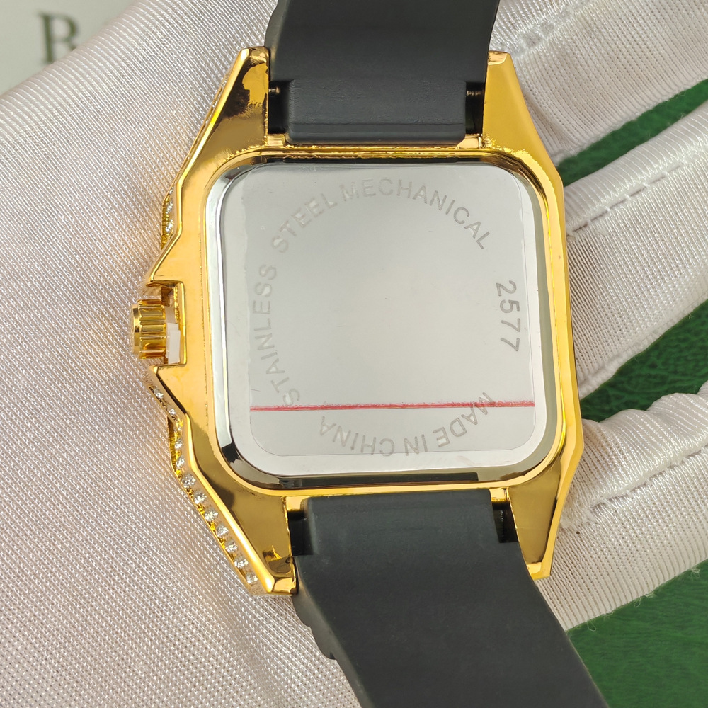 Hot Fashion Square Full Diamon - Luxury Watch Rubber Strap ulasan dan harga