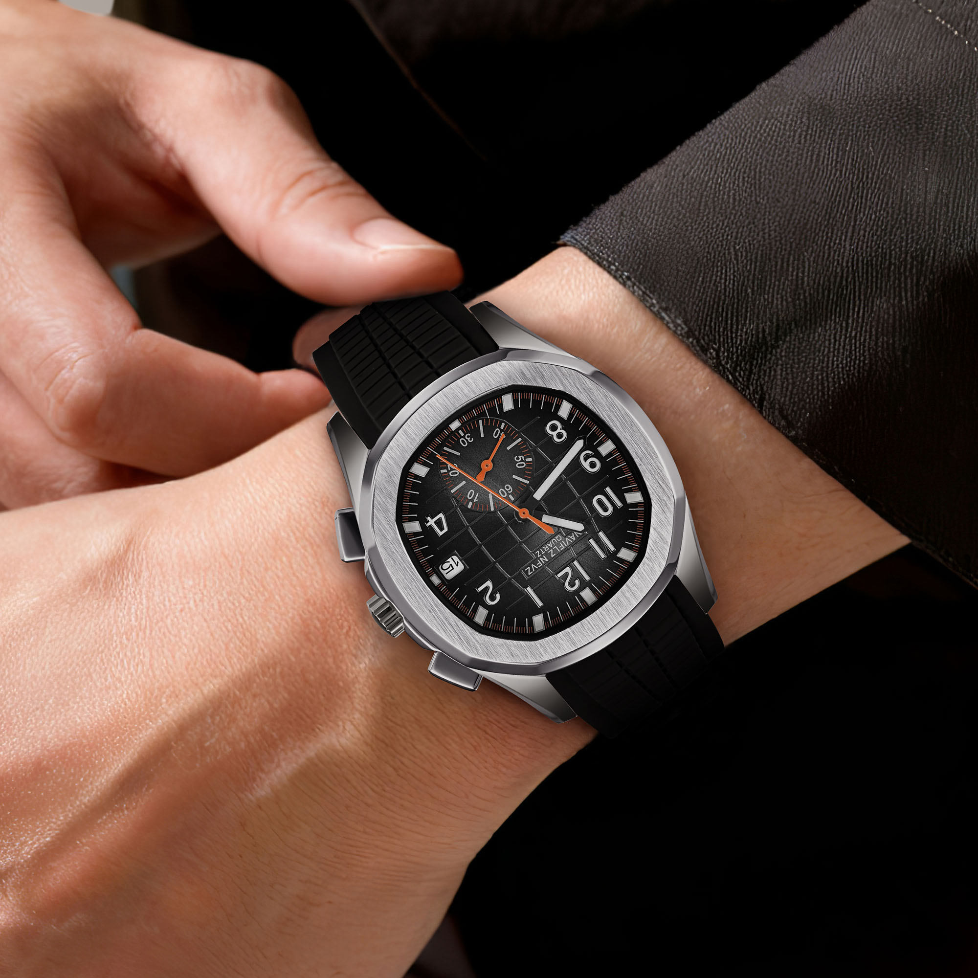 40MM Men's Luxury Watch NAVIFL - Luxury Watch Rubber Strap ulasan dan harga