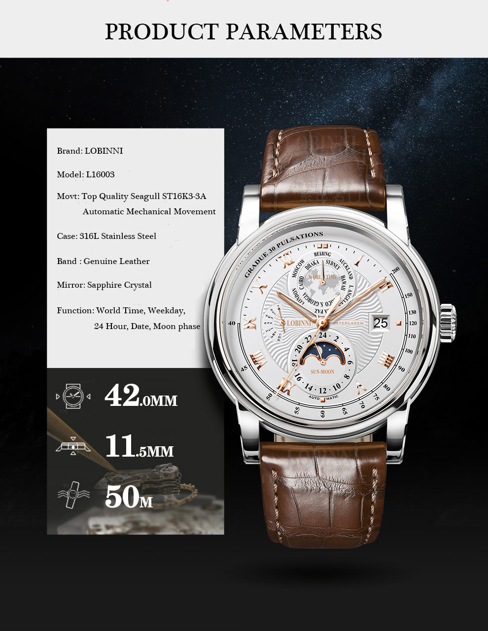 LOBINNI Men Watch Luxury Brand - Luxury Watch Brands In World ulasan dan harga