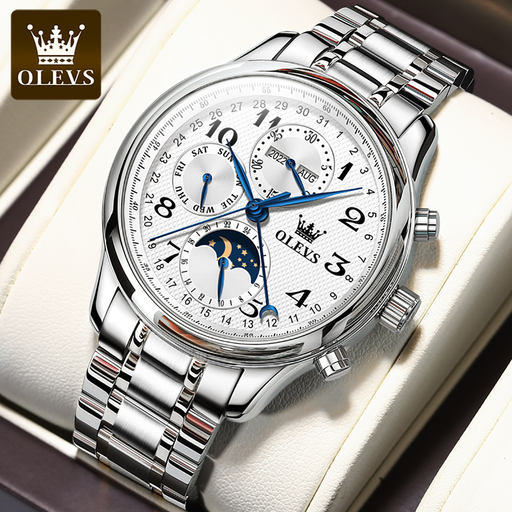 OLEVS 6667 Luxury Original Men - Moonphase Complication Watch ulasan dan harga