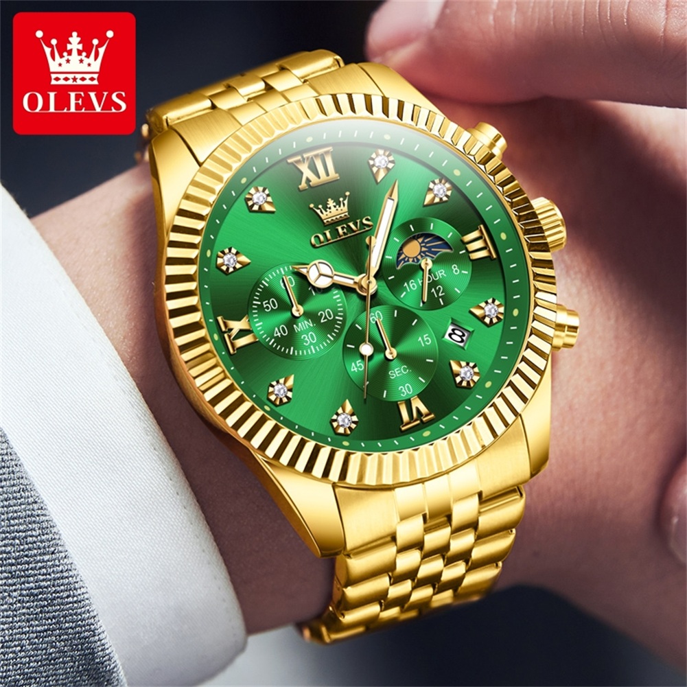 OLEVS 2932 Men Watch All Gold  - Moonphase Complication Watch ulasan dan harga