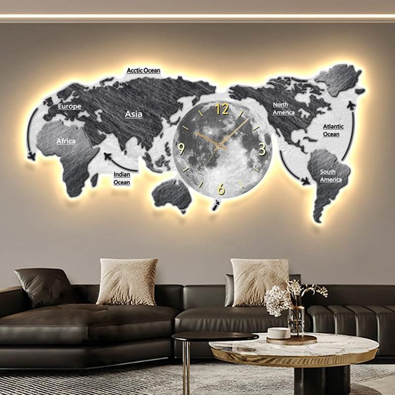 World Map Glowing Wall Clock L - Luxury Watch Wall Clock ulasan dan harga